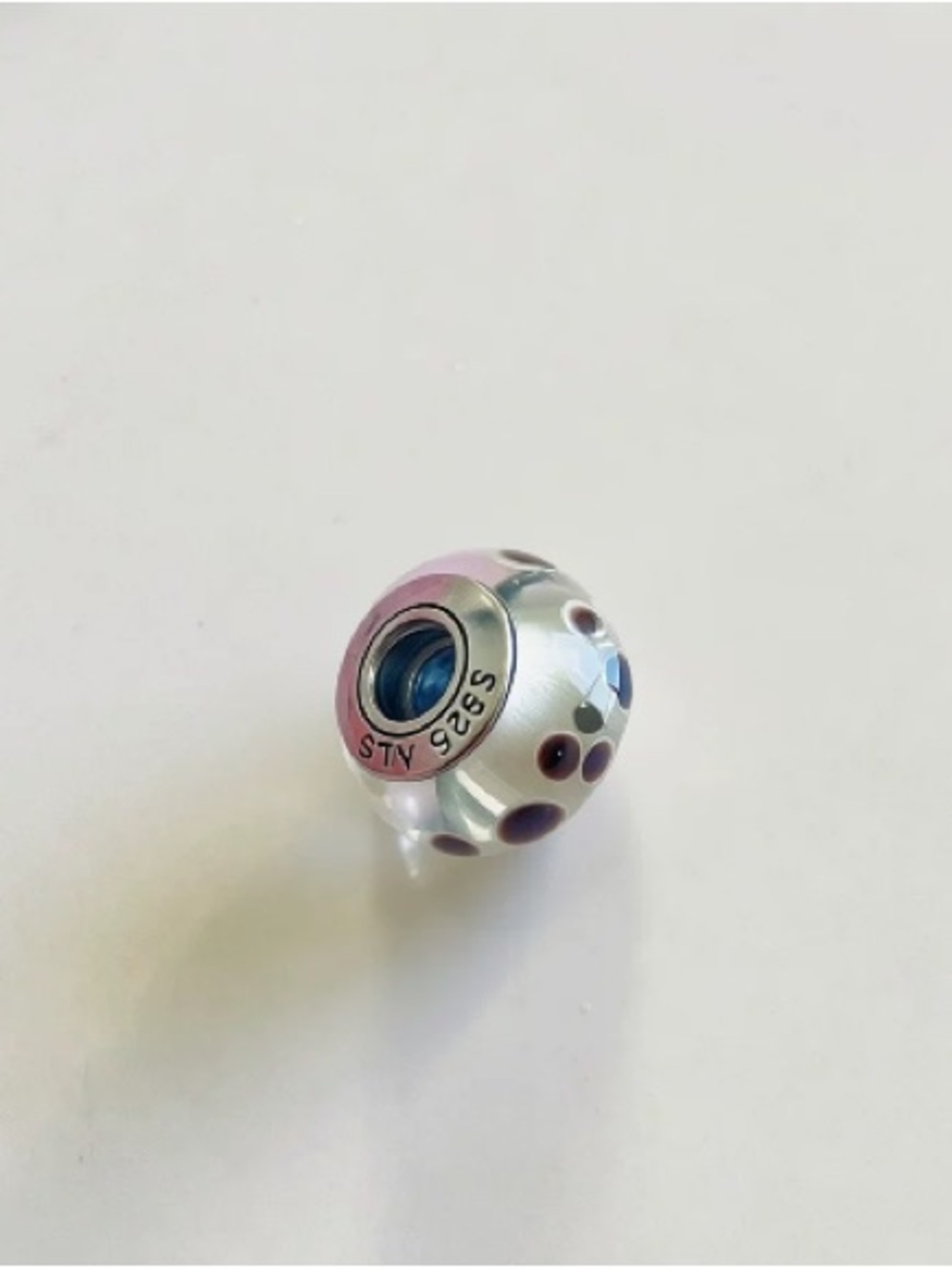 Sterling Silver Purple Dot European Charm Bead